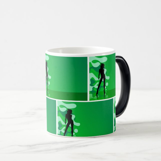 Taza Mágica Silueta verde retro - Diseño audaz y elegante (Anverso derecho)