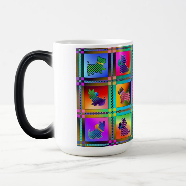 Taza Mágica Siluetas De Perro Creando Patrón De Cuadrícula Col (Izquierda)