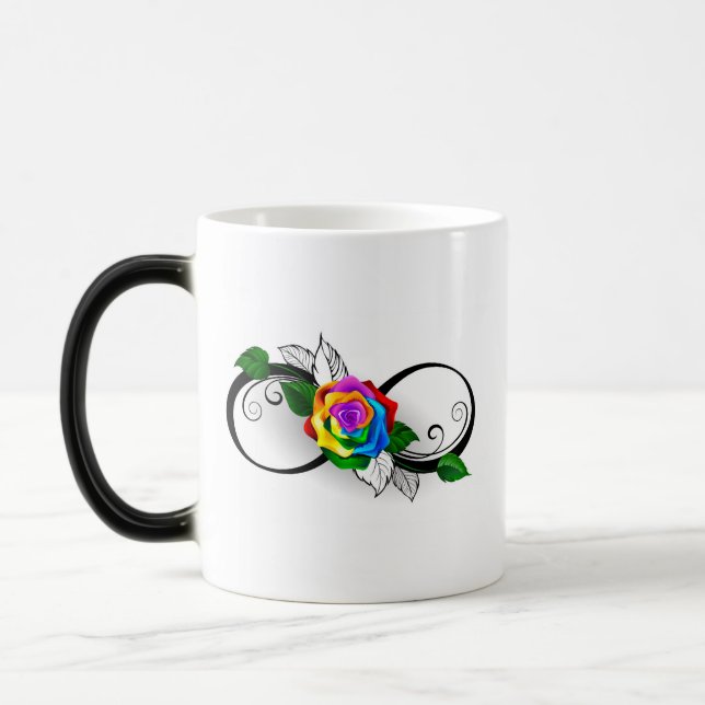 Taza Mágica Símbolo infinito con Rosa arcoiris (Izquierda)