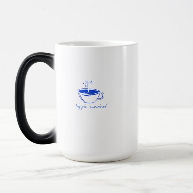 Taza Mágica Sippin Survival" Minimalist Coffee Graphic Tee  (Izquierda)