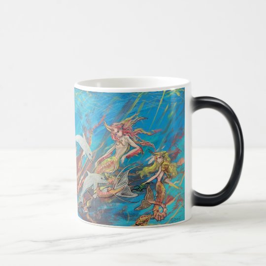 Taza Mágica Sirenas y delfínes tropicales