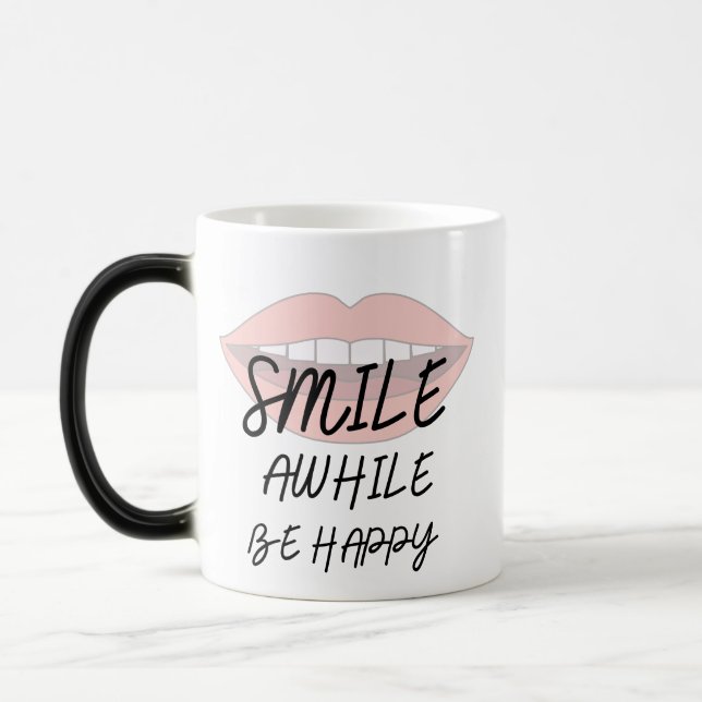Taza Mágica Sonríe mientras sea feliz, citas positivas (Izquierda)