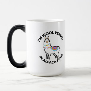 Taza Mágica Soy lana vertida en puns alpaca