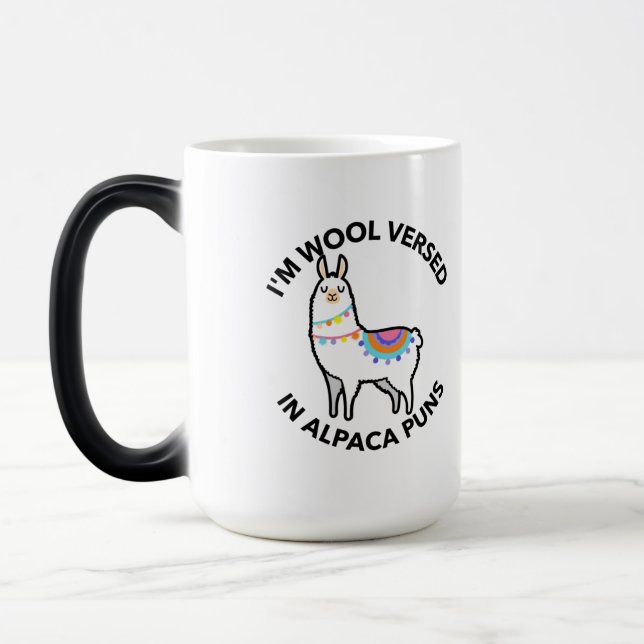 Taza Mágica Soy lana vertida en puns alpaca (Izquierda)