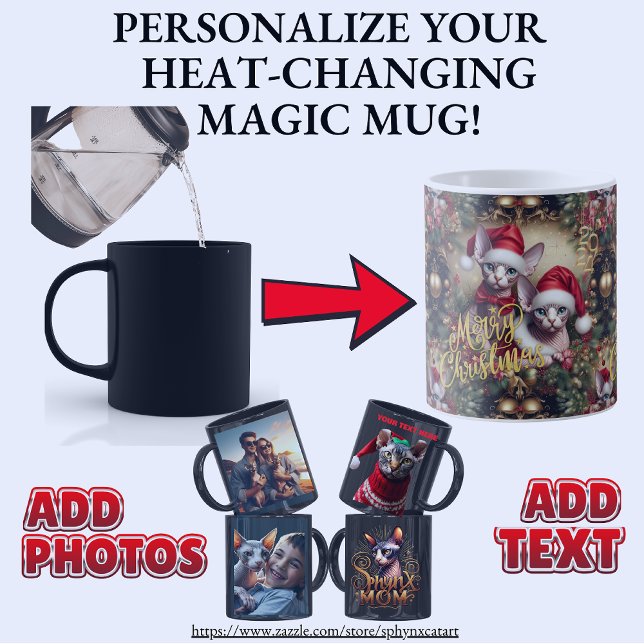 Taza Mágica Sphynx Cat Mug foto personalizada Morphing mágico (Sphynx Cat Create Your Own Photo Gift Magic Mug)
