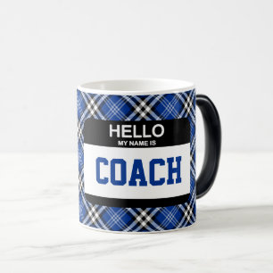 Taza Mágica Sports Hello Mi Nombre Es COACH Nametag Blue Plaid