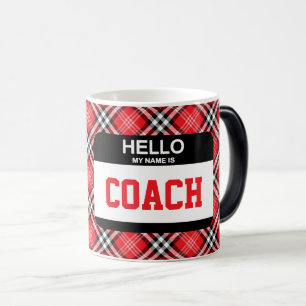 Taza Mágica Sports Hello My Name Is COACH Nametag Team Red