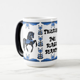 Taza Mágica Stallion azul/negro folclórico, caballo frisón