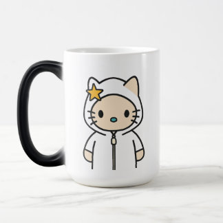 Taza Mágica Star Kitty Mug – Cute Cat Character in White Hoodi