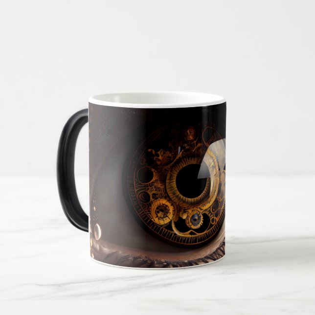 Taza Mágica Steampunk Fantasy Bonito Purpurina Ojo cerrado (Anverso izquierdo)