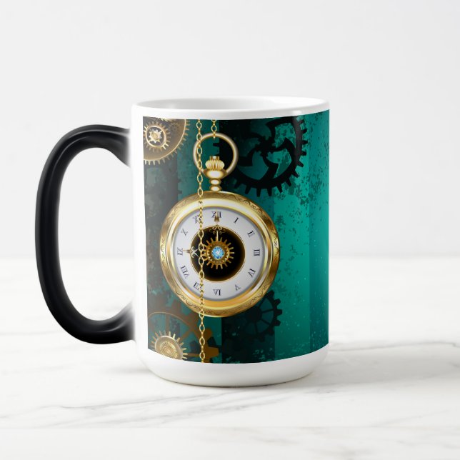 Taza Mágica Steampunk Jewelry Watch sobre un fondo verde (Izquierda)