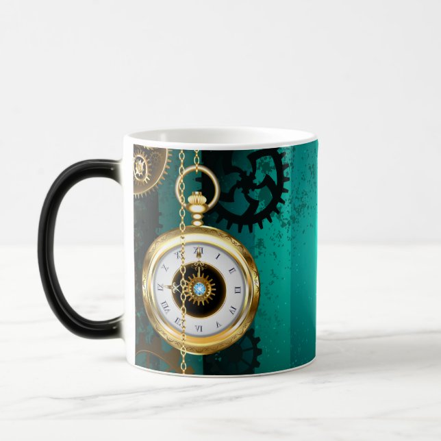 Taza Mágica Steampunk Jewelry Watch sobre un fondo verde (Izquierda)