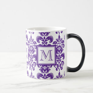 Taza Mágica Su monograma, modelo púrpura oscuro 2 del damasco