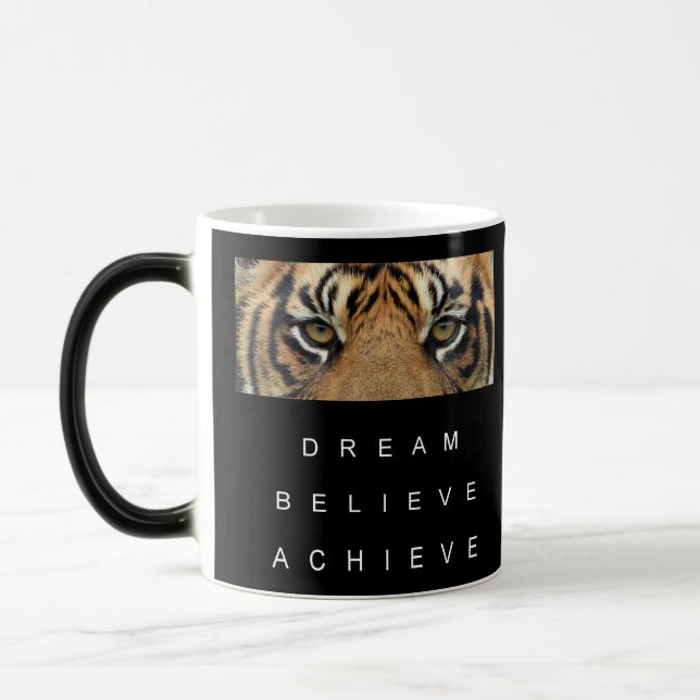 Taza Mágica Sueño Motivacional Creer Lograr Blanco Y Negro (Izquierda)