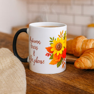 Taza Mágica Sunflowers y Pumpkin Floral Design. Acogedor otoño