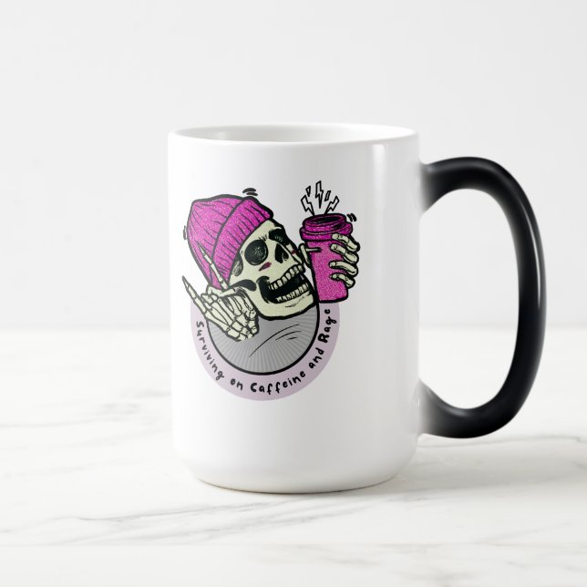 Taza Mágica Surviving on Caffeine and Rage Mug (Derecha)