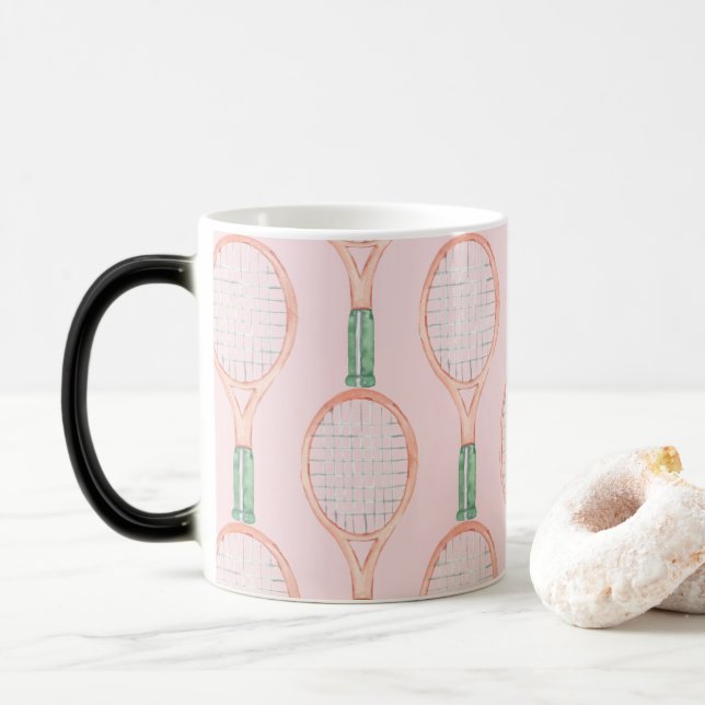 Taza Mágica Tenis de fondo rosado (Con donut)