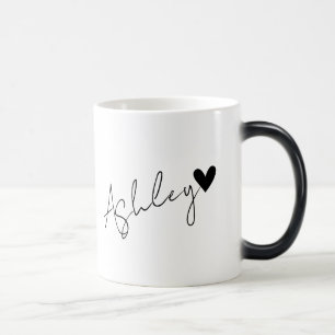 Taza Mágica Texto de nombre personalizado Corazón negro pequeñ