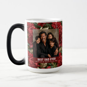 Taza Mágica Textura de Amarilis Roja Mejor Papá Gatos Retro