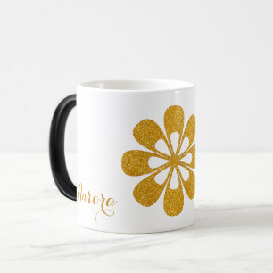 Taza Mágica Tipografía con Brillo Floral de Oro de Lujo