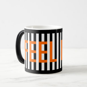 Taza Mágica Tipografía moderna naranja negro blanco Siente la