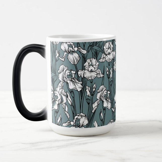 Taza Mágica Toile de Jouy Iris | Verde gris + negro (Izquierda)