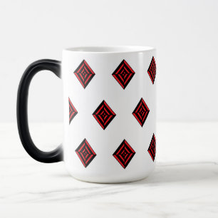 Taza Mágica Tot Moderno de Patrón de Diamante Geométrico Rojo
