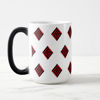 Taza Mágica Tot Moderno de Patrón de Diamante Geométrico Rojo