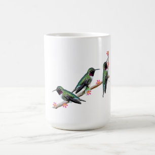 Taza Mágica Tres colibríes encaramados en una rama de un Floss