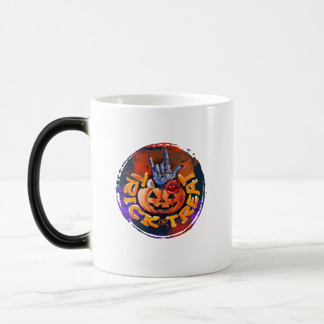 Taza Mágica Trick o Treat - Jack-o'-Lantern con Rosa Roja (2) (Izquierda)