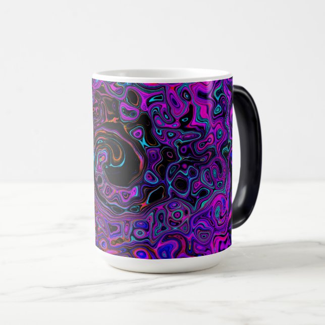 Taza Mágica Trípedo negro y magenta retro líquido giratorio (Anverso derecho)