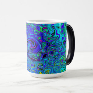Taza Mágica Trippy Violet Blue Abstract Retro Liquid Swirl