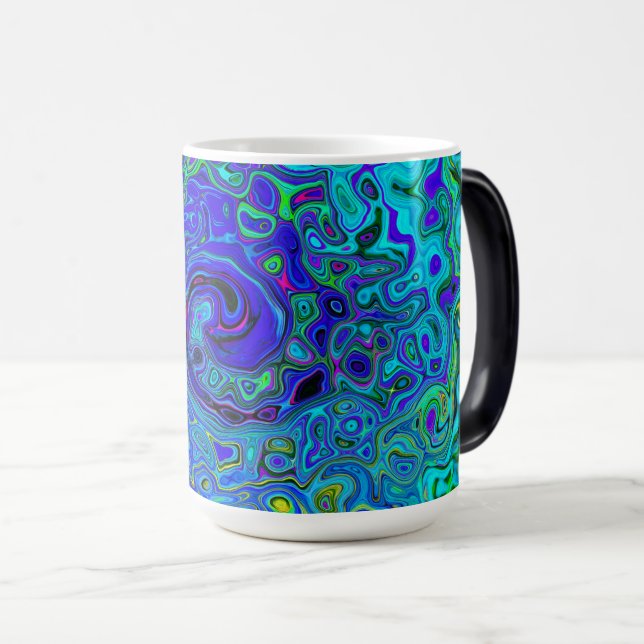 Taza Mágica Trippy Violet Blue Abstract Retro Liquid Swirl (Anverso derecho)