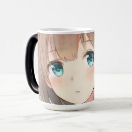 Taza Mágica Triste chica de pelo marrón esmeralda ojos verdes 