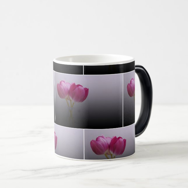 Taza Mágica Tulipanes rosados frescos - Bloom floral de primav (Anverso derecho)