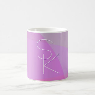 Taza Mágica Tus iniciales superpuestas   Geométrico rosa moder
