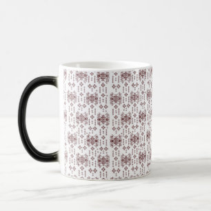 Taza Mágica un fondo blanco con un patrón rojo