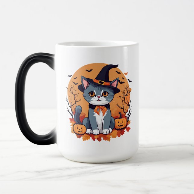 Taza Mágica Un gato lindo de Halloween (Izquierda)