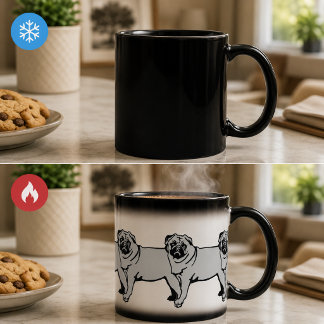 Taza Mágica Una fina silueta de pug 