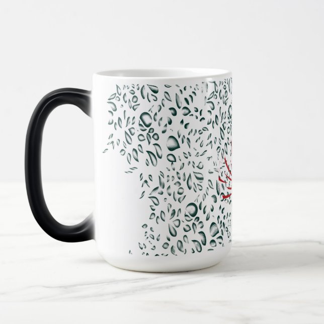 Taza Mágica una flor roja sobre un fondo negro (Izquierda)