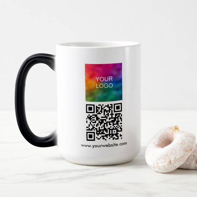 Taza Mágica Upload Business Logo Custom QR Code Template (Con donut)