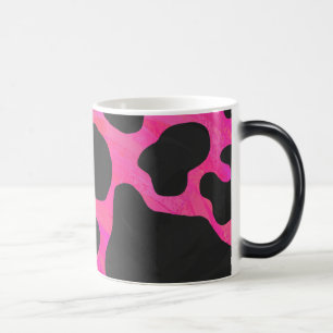 Taza Mágica Vaca Impresión Rosa Fuerte y Negro