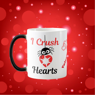 Taza Mágica Valentine I Crush Hearts Araña linda  