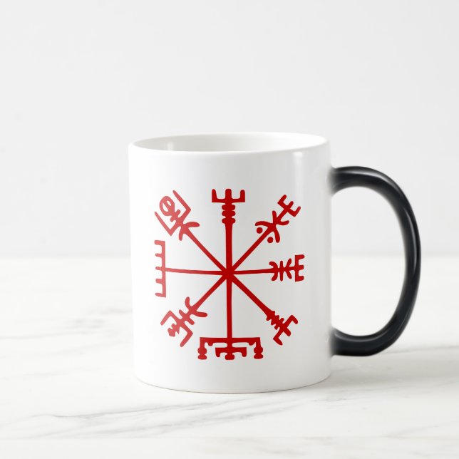Taza Mágica Vegvísir Rojo Sangre (Vegvísir Viking Compass) (Derecha)