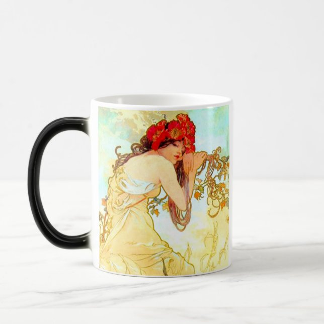 Taza Mágica Verano de Art Nouveau de Alphonse Mucha (Izquierda)