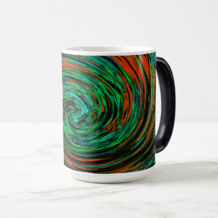 Taza Mágica Verde Lima y Naranja Torbellino Abstracto Retro