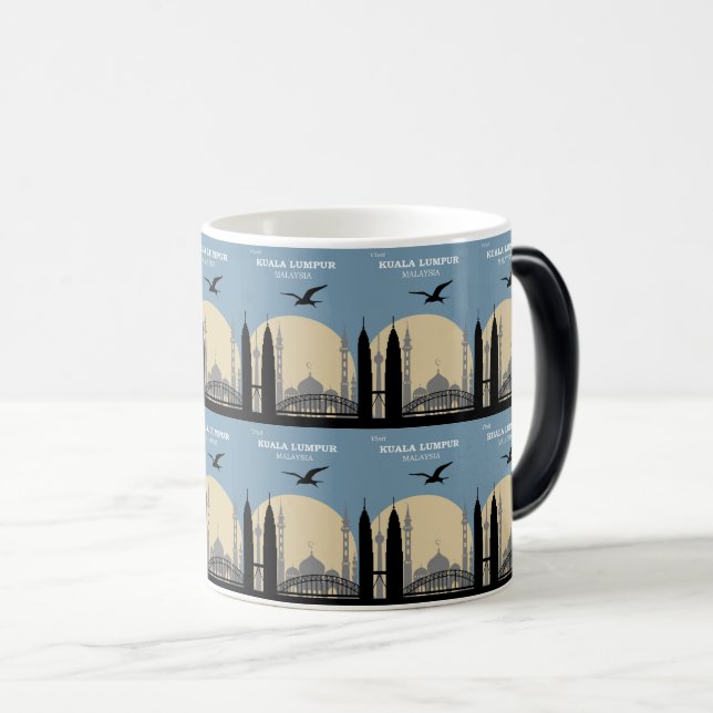 Taza Mágica Viaje Retro Kuala Lumpur: Línea aérea de la ciudad (Anverso derecho)
