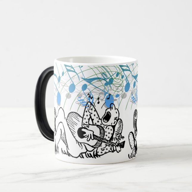 Taza Mágica Vibes musicales: Cantando y tocando guitarra (Anverso izquierdo)