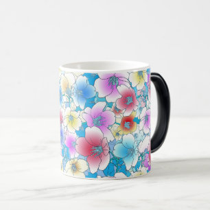 Taza Mágica Vibrante patrón floral sin soldadura