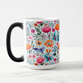 Taza Mágica Vibrante y transparente diseño floral con flores f